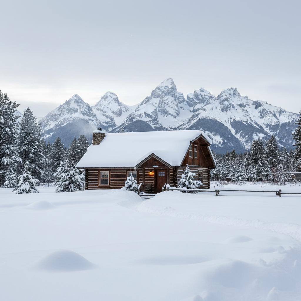 Winter in Tetonia, Idaho with snow-covered landscape and Teton views