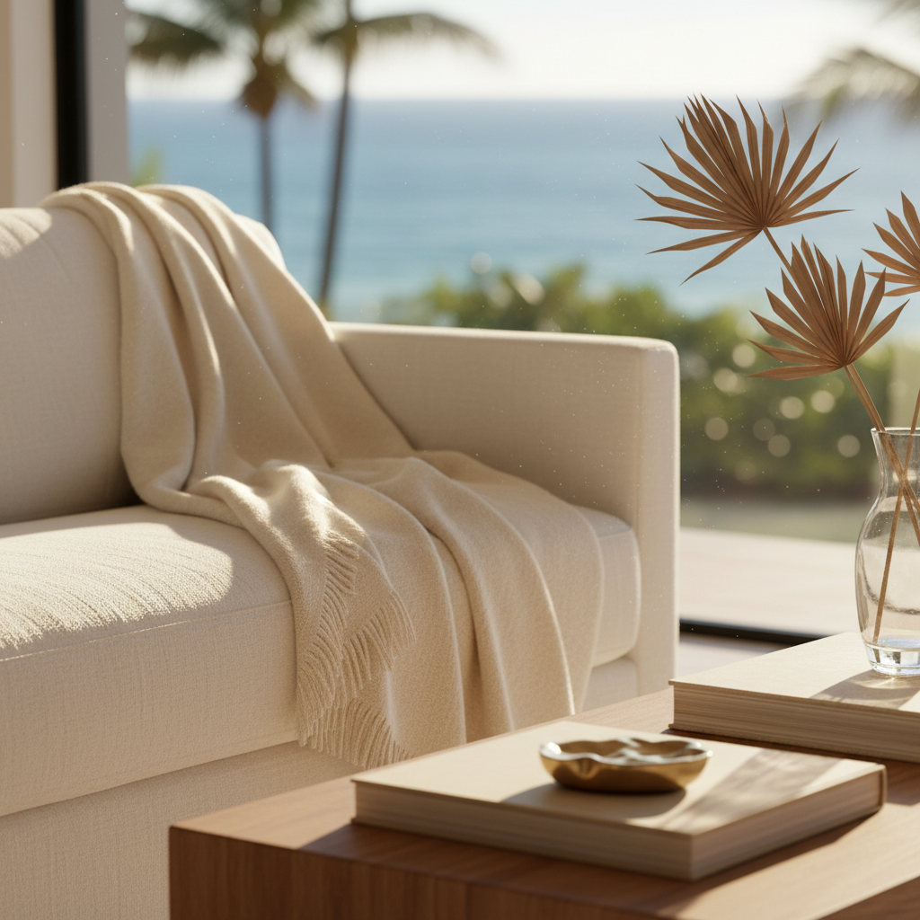 Luxury coastal living room with ocean views