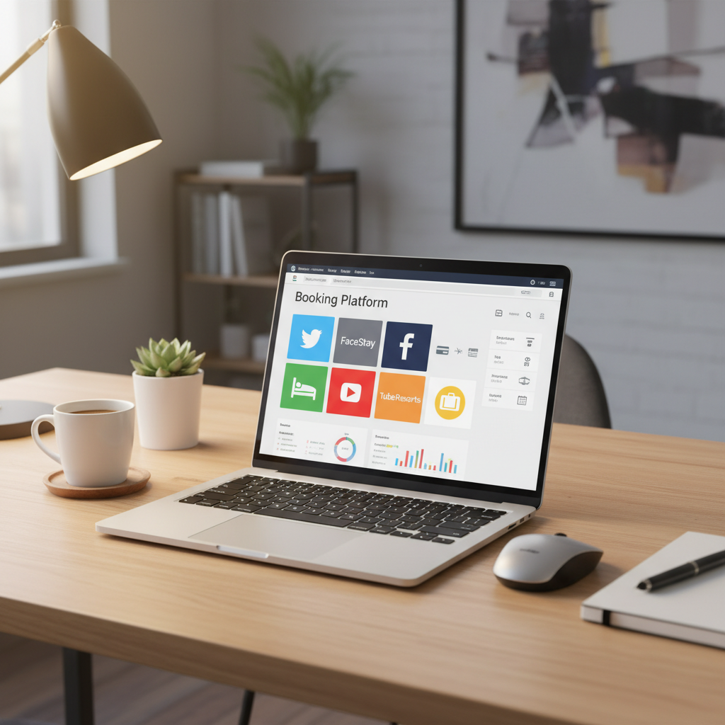 Booking platform dashboard on laptop