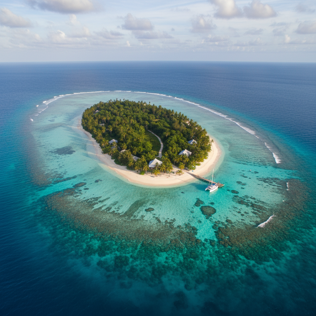 Caribbean island aerial view