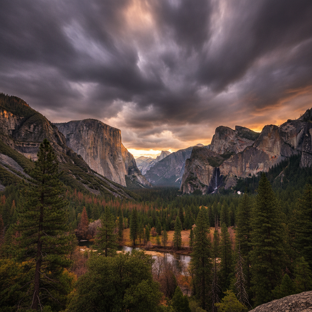 Scenic deck overlooking Yosemite forest