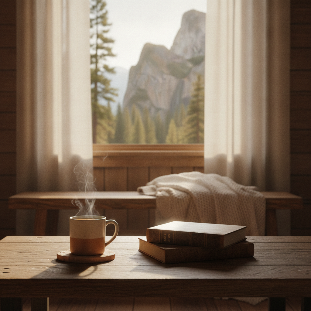 Fully equipped kitchen in a Yosemite cabin