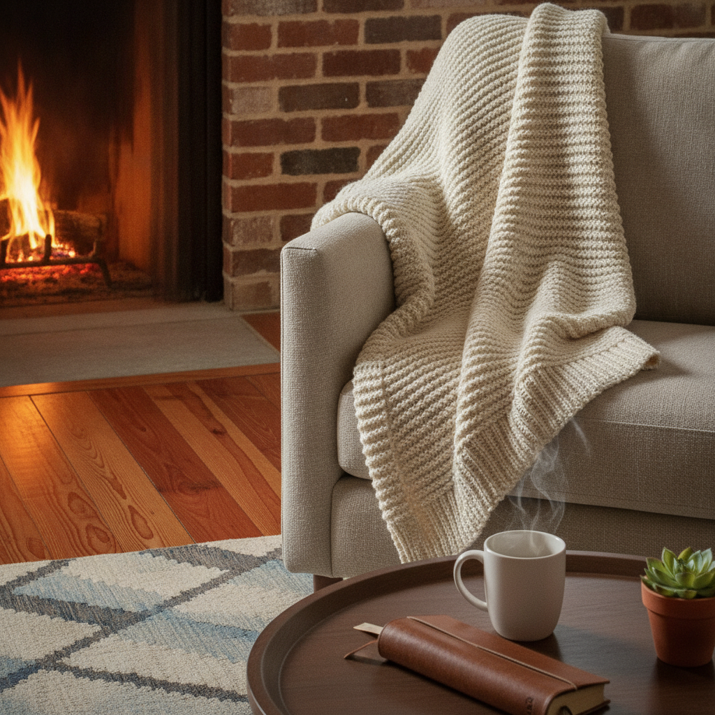 Exposed brick wall and red pine flooring in the living area of Downtown Derby Delight, a three-bedroom suite on Market Street in downtown Louisville