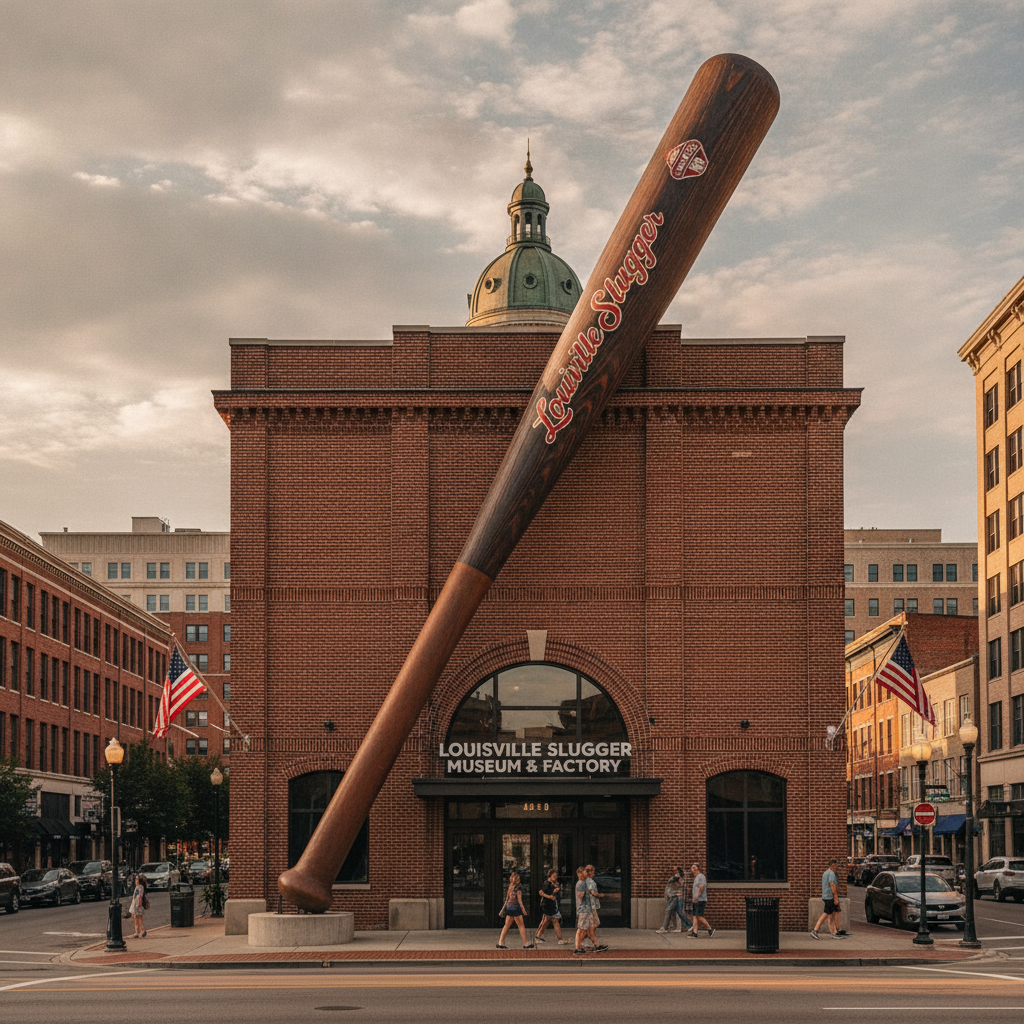 The Louisville Slugger Museum & Factory giant bat on West Main Street in Louisville