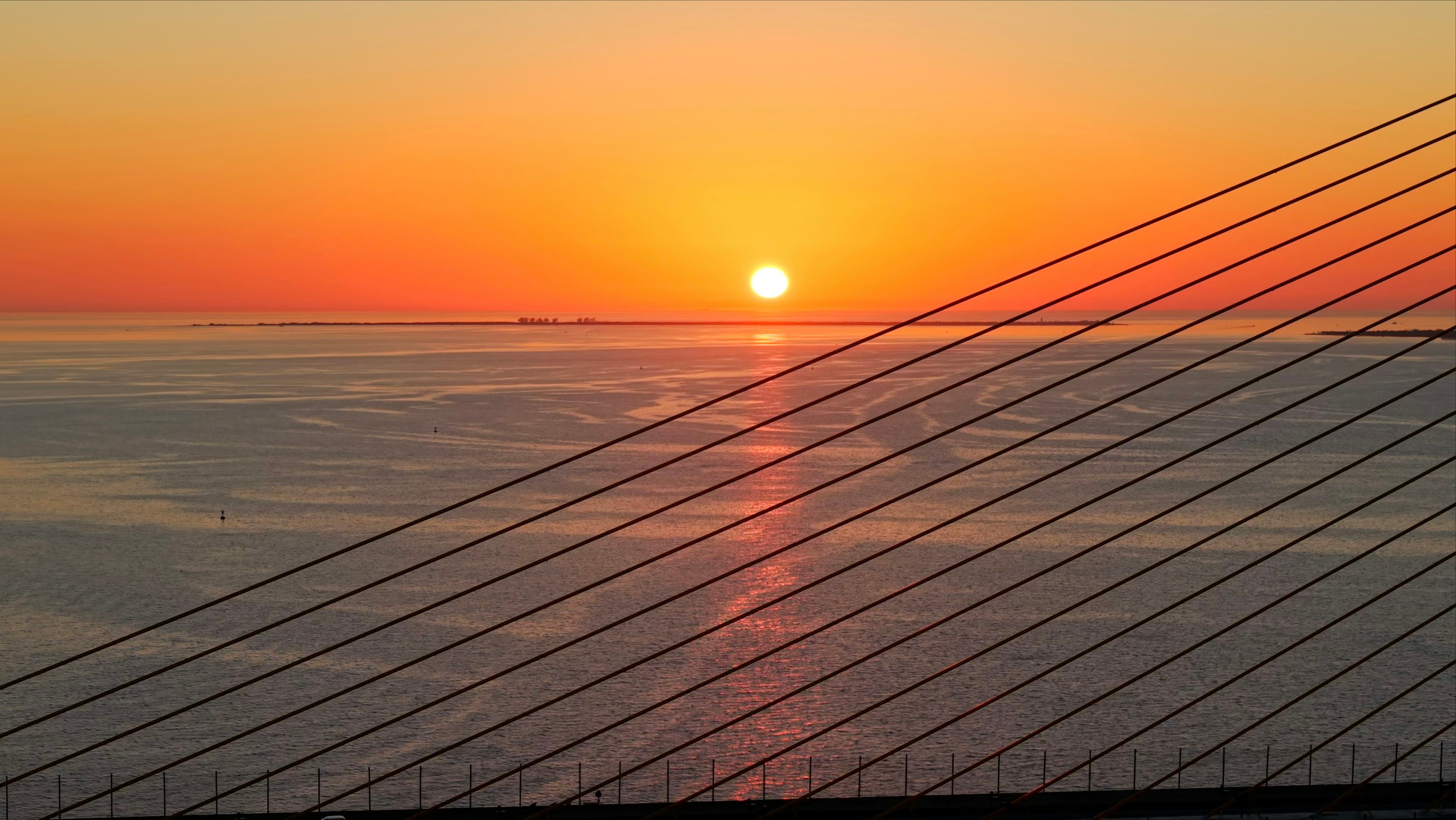 Sunshine Skyway Bridge sunset over Tampa Bay, Saint Petersburg Florida