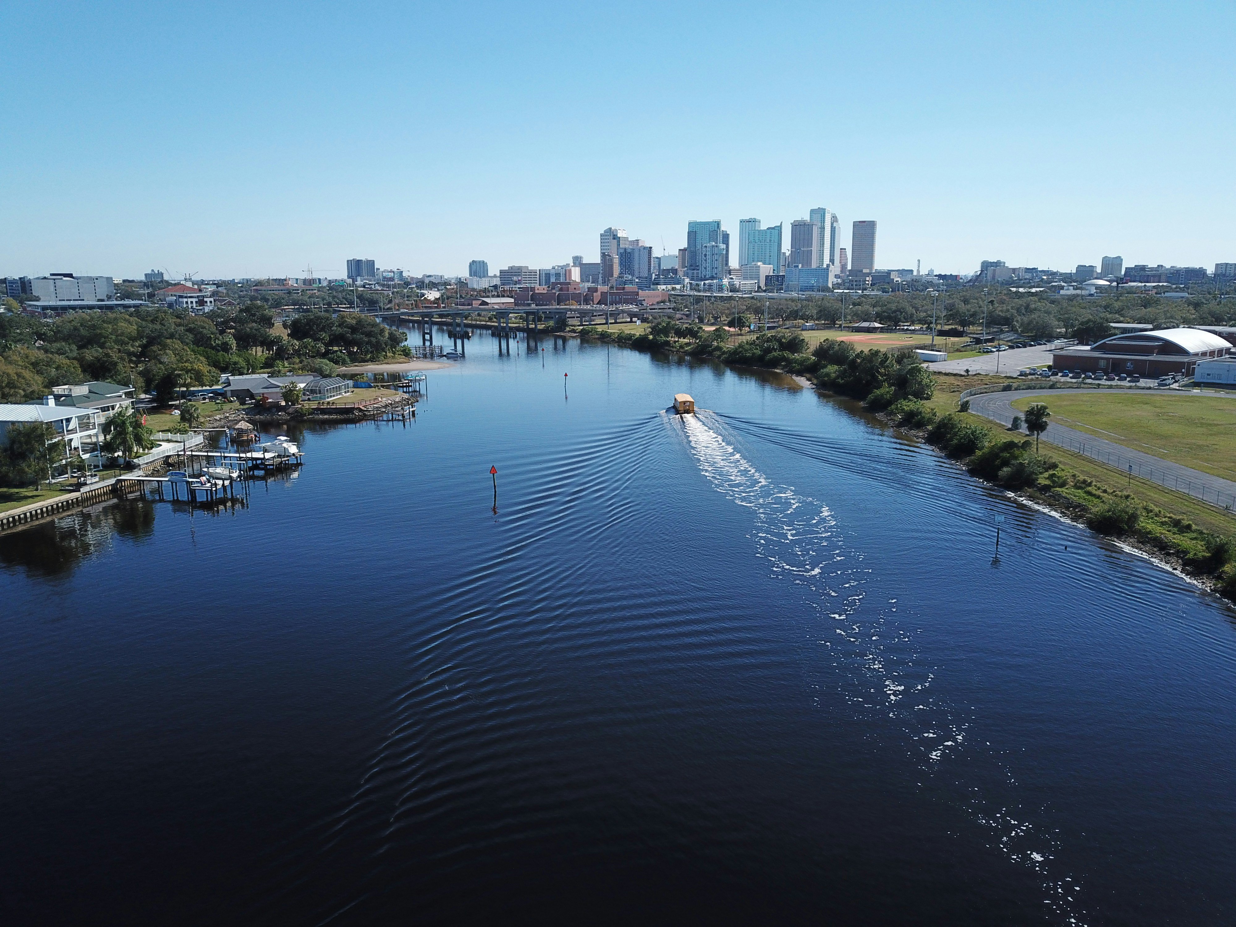 Aerial view of downtown Tampa, Florida and the Hillsborough River