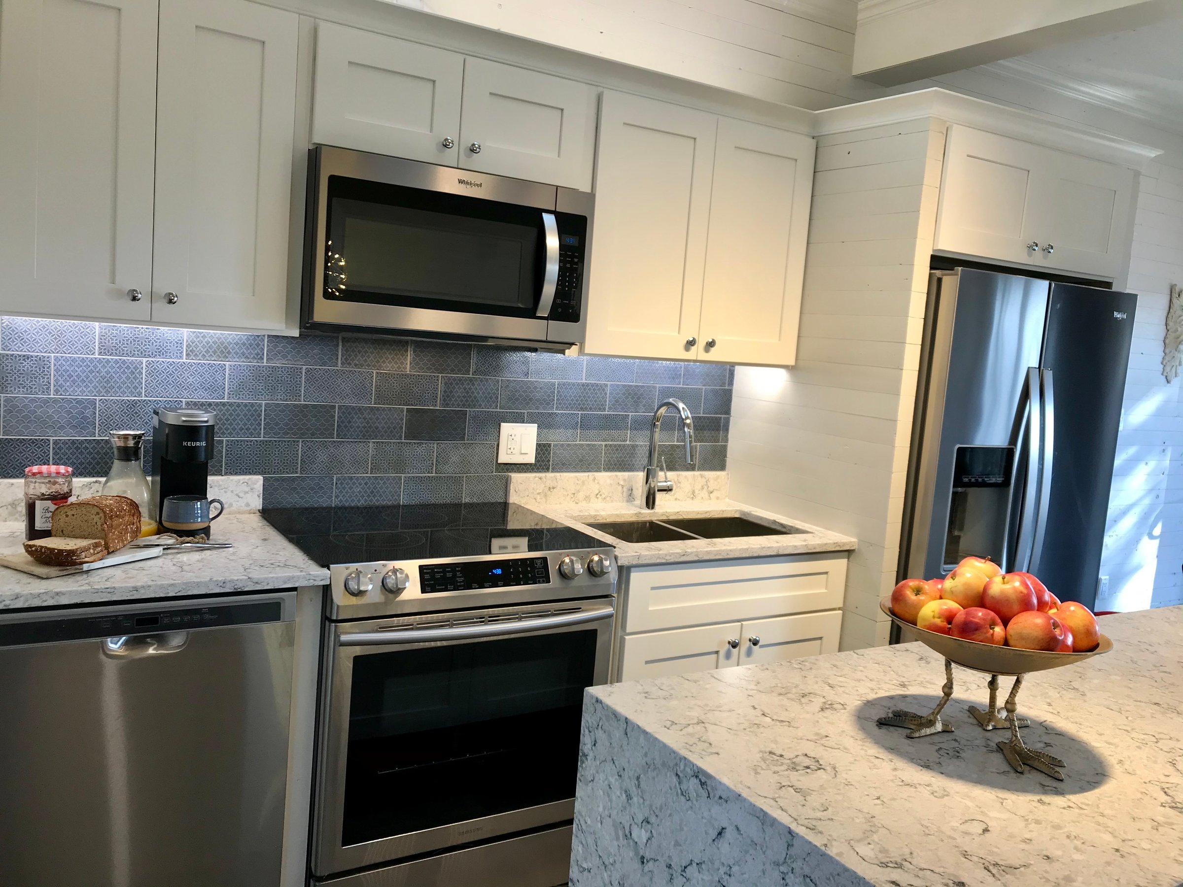 High angle view of a modern kitchen with luxurious appliances