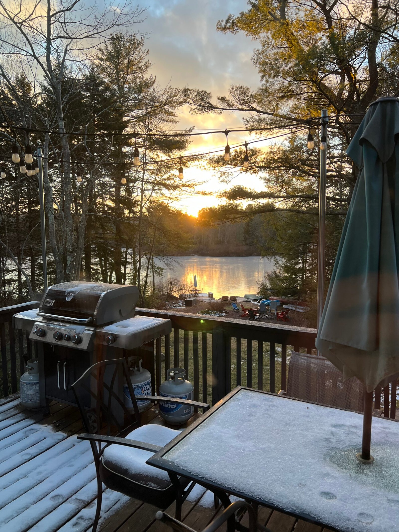 View from upper patio in Winter at Lakeside on Lake Naomi