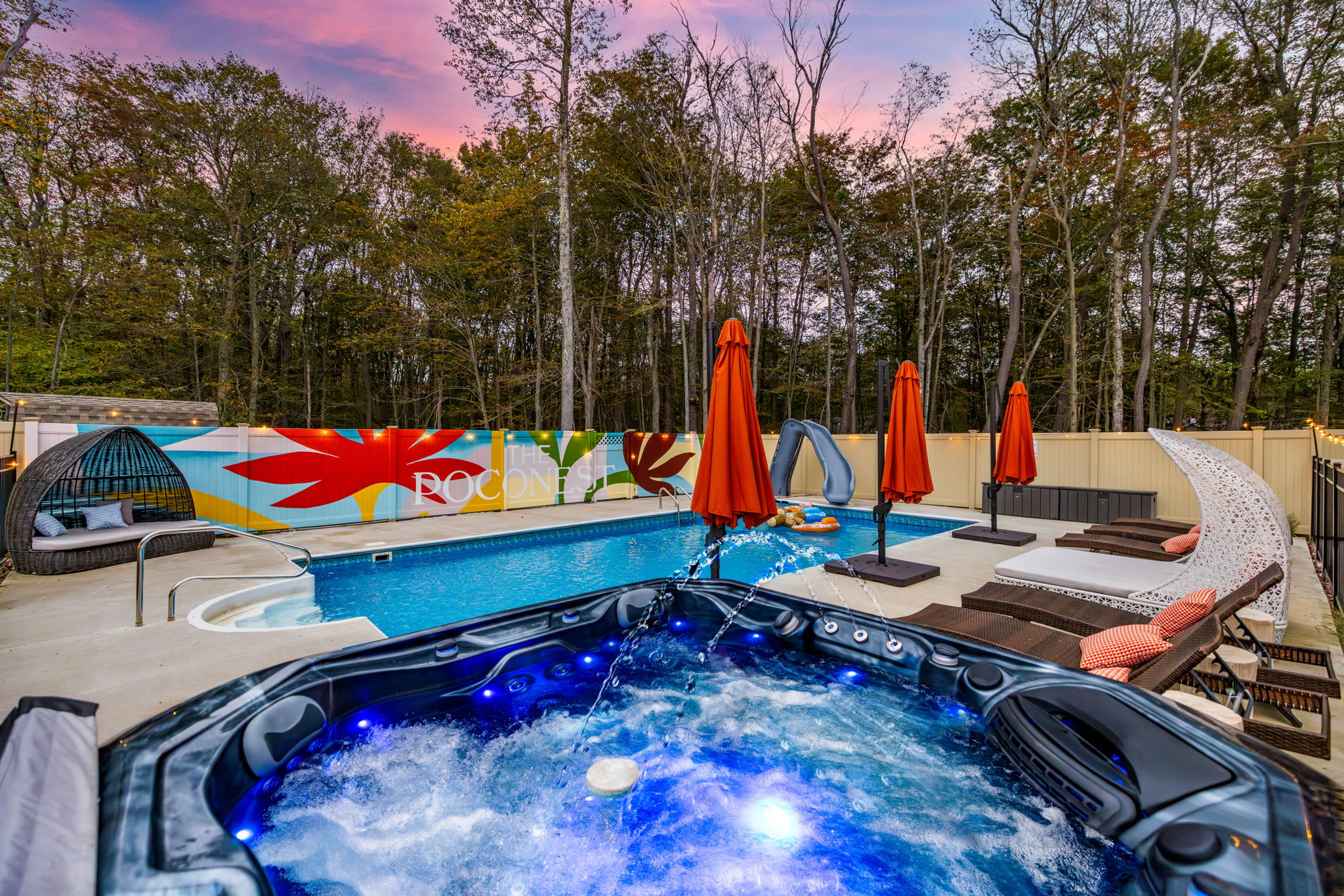 Relaxation room with premium massage chairs at The Poconest, perfect after a day of mountain adventures in the Poconos