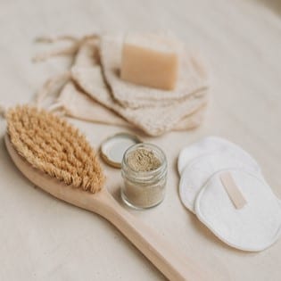 Natural and Organic Toiletries laid across a surface