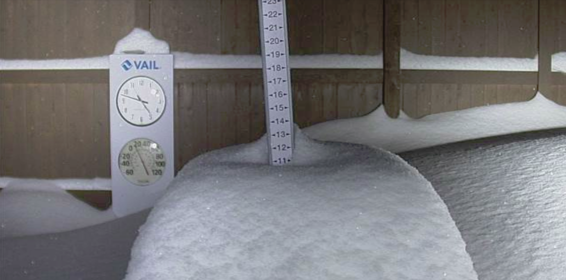 Vail snowstake showing 11 inches of new snow