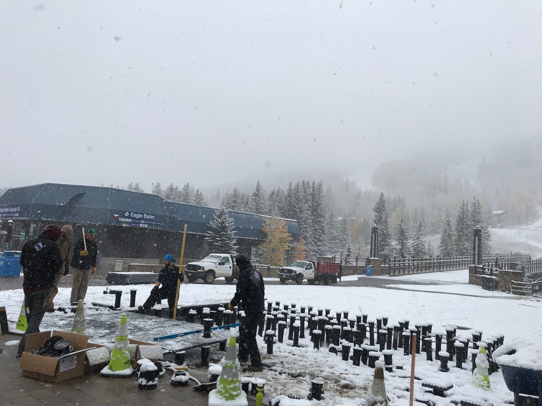 Vail Resorts crews preparing the mountain base