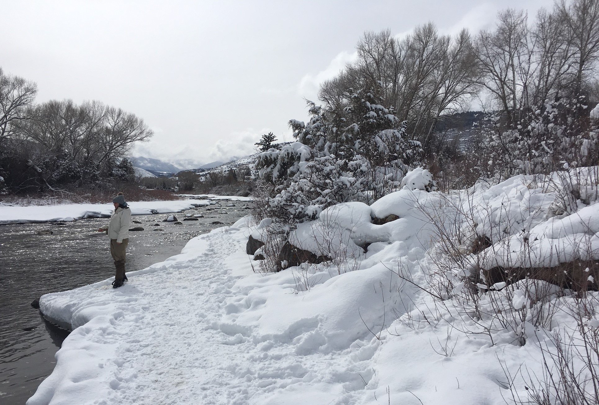 The Eagle River on March 11, 2019, with nearby Vail Mountain seen in the background
