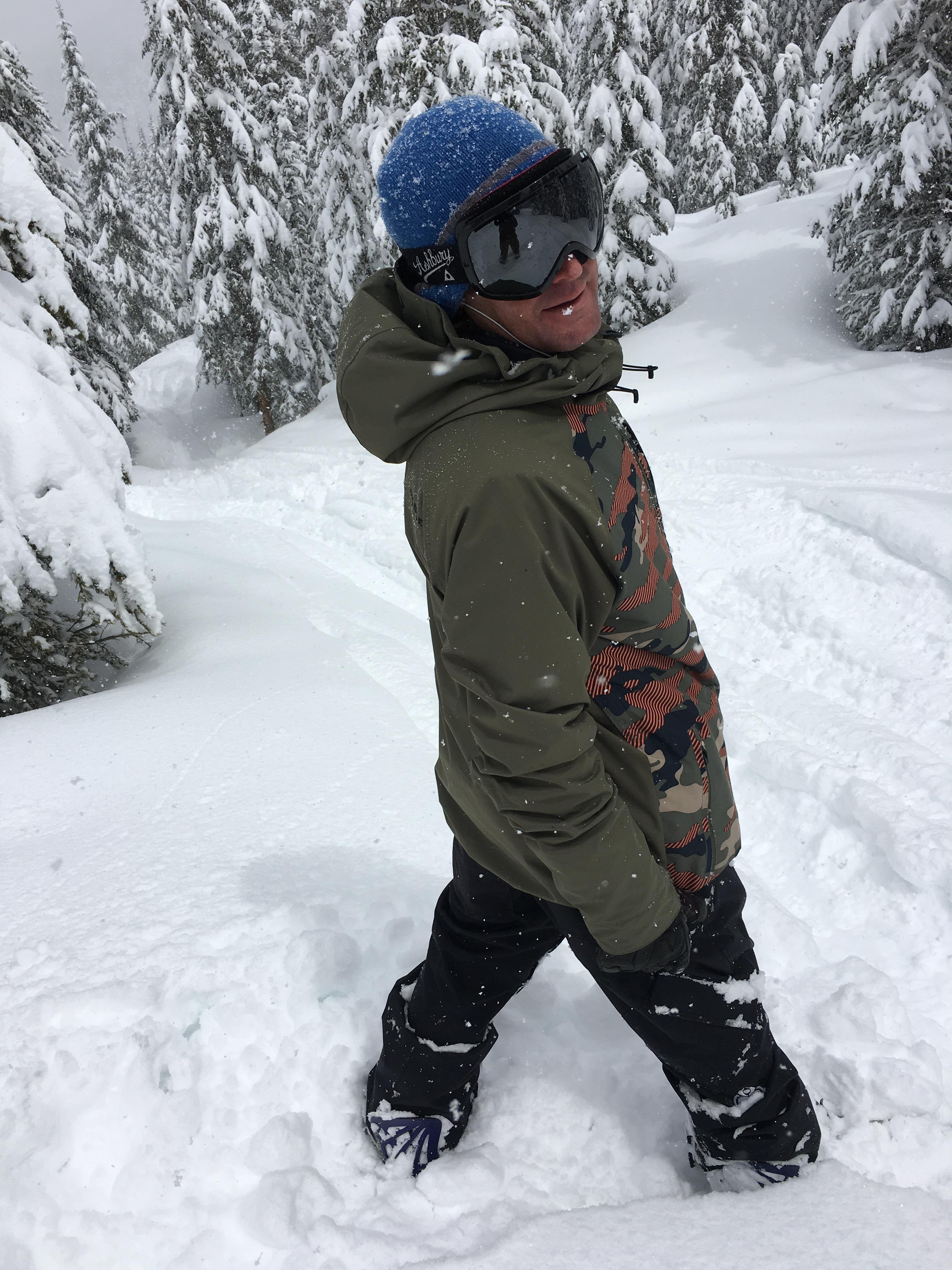 A snowboarder takes a breather during a deep snow day on Vail Mountain on Sunday, April 8, 2018.