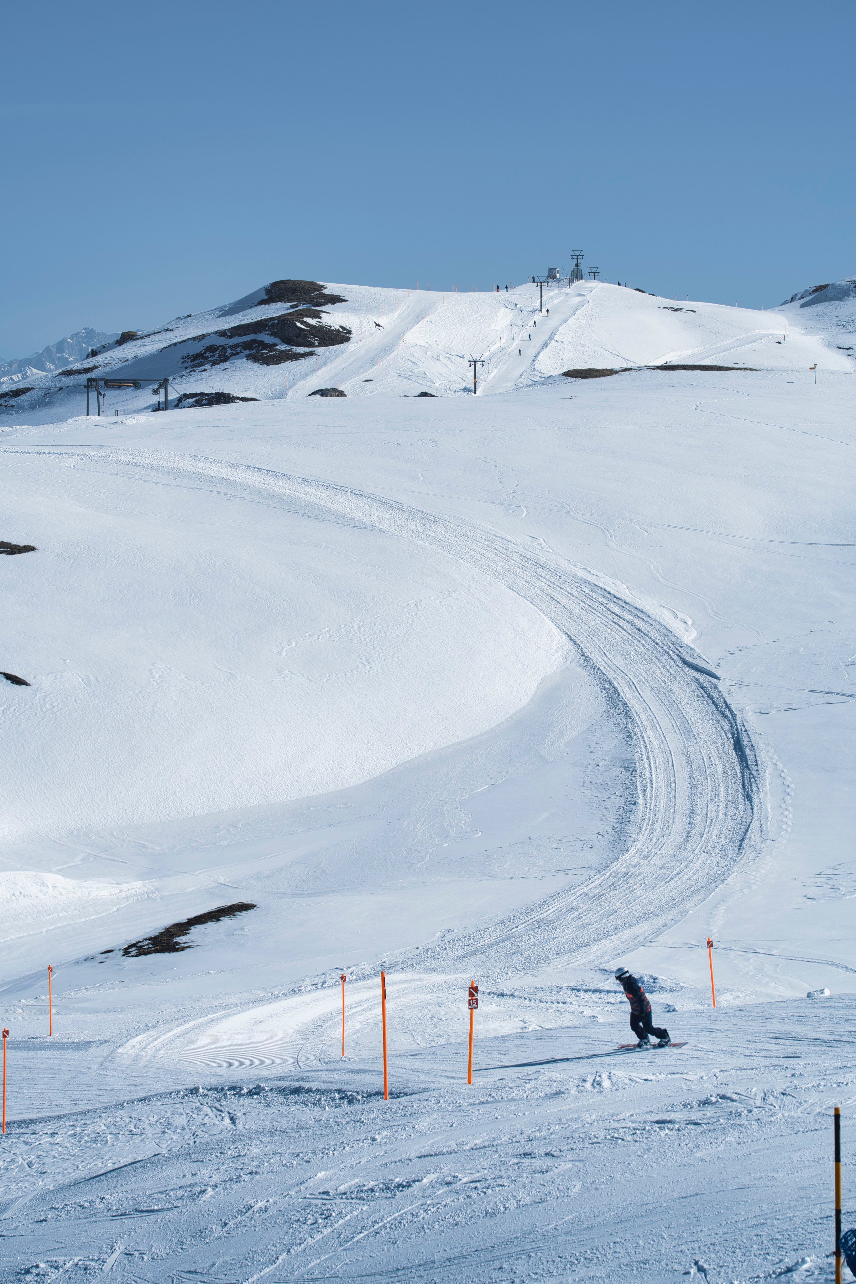 Skier on a snowy mountain slope