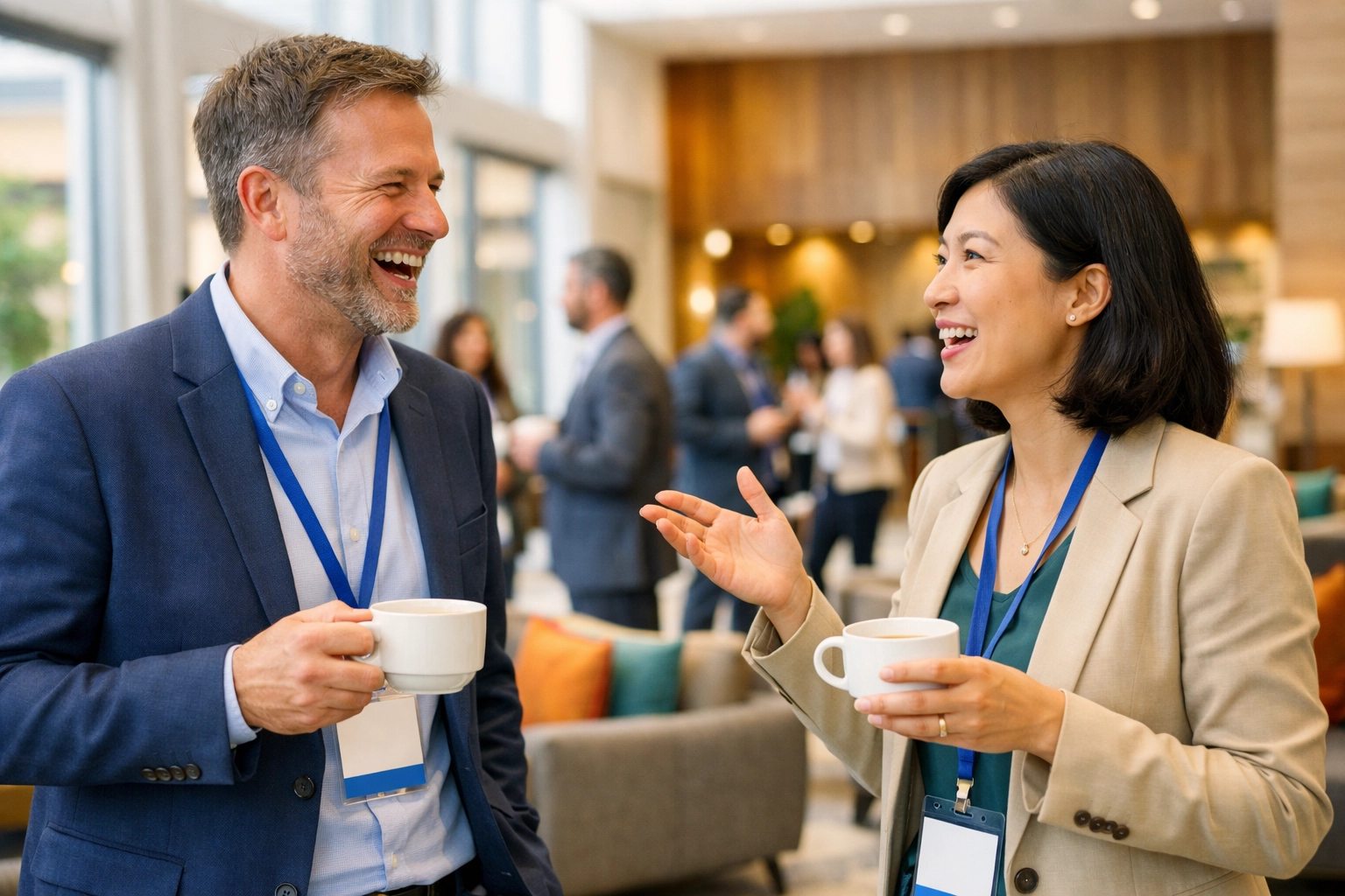 Industry professionals connecting over coffee at CHPA corporate housing conference