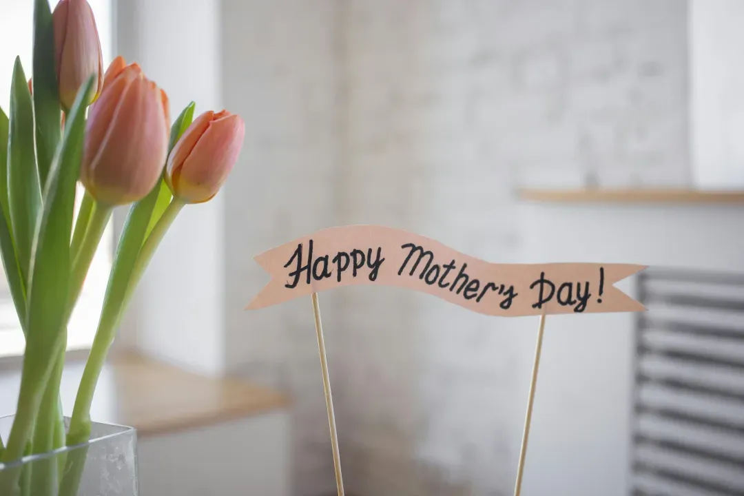 Mother's Day tulips and celebration setup for an Oregon Coast getaway