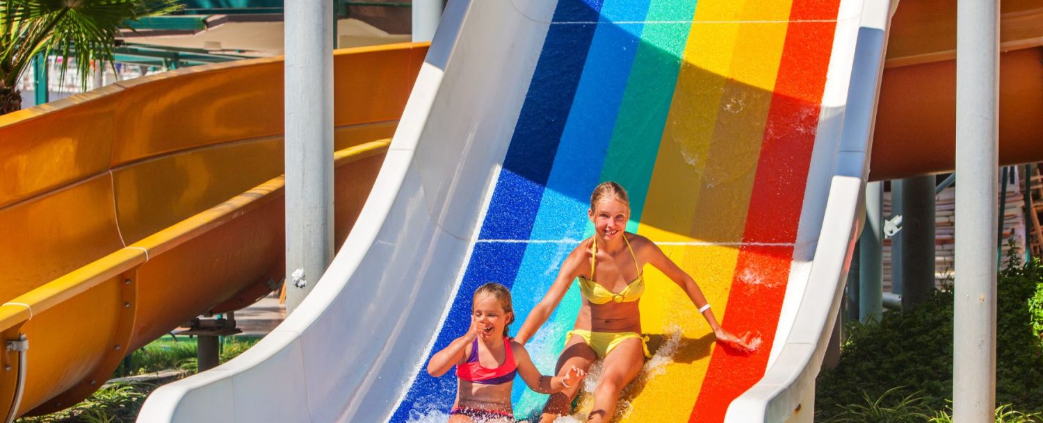 Children on a rainbow slide