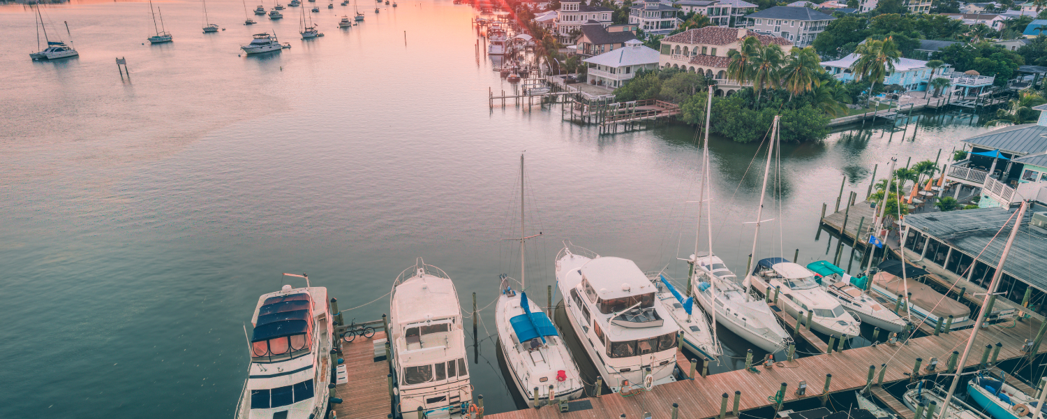 overlooking a marina