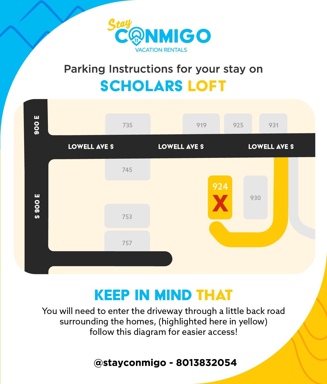 Scholars Loft parking map and instructions