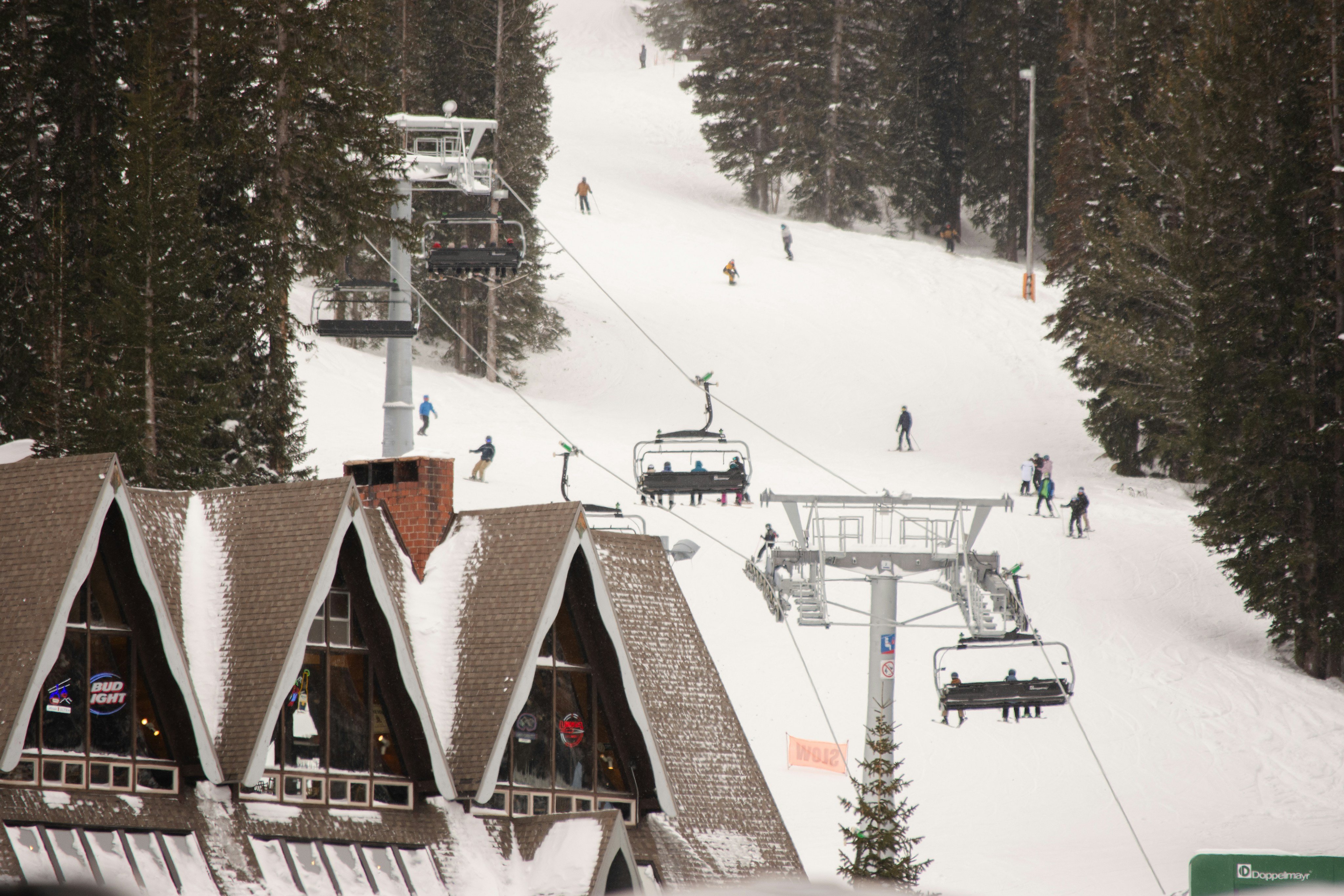 Ski lift at a snowy mountain resort