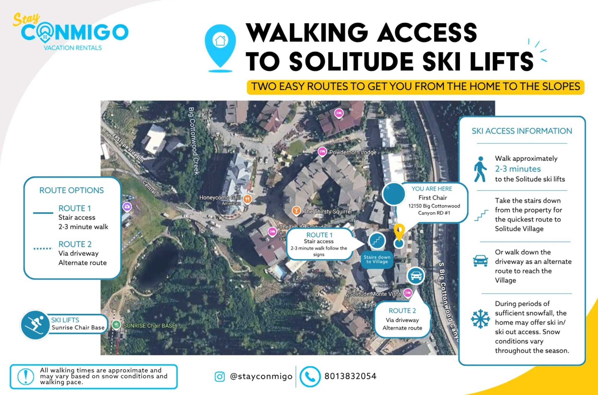 Walking Access to Solitude Ski Lifts map