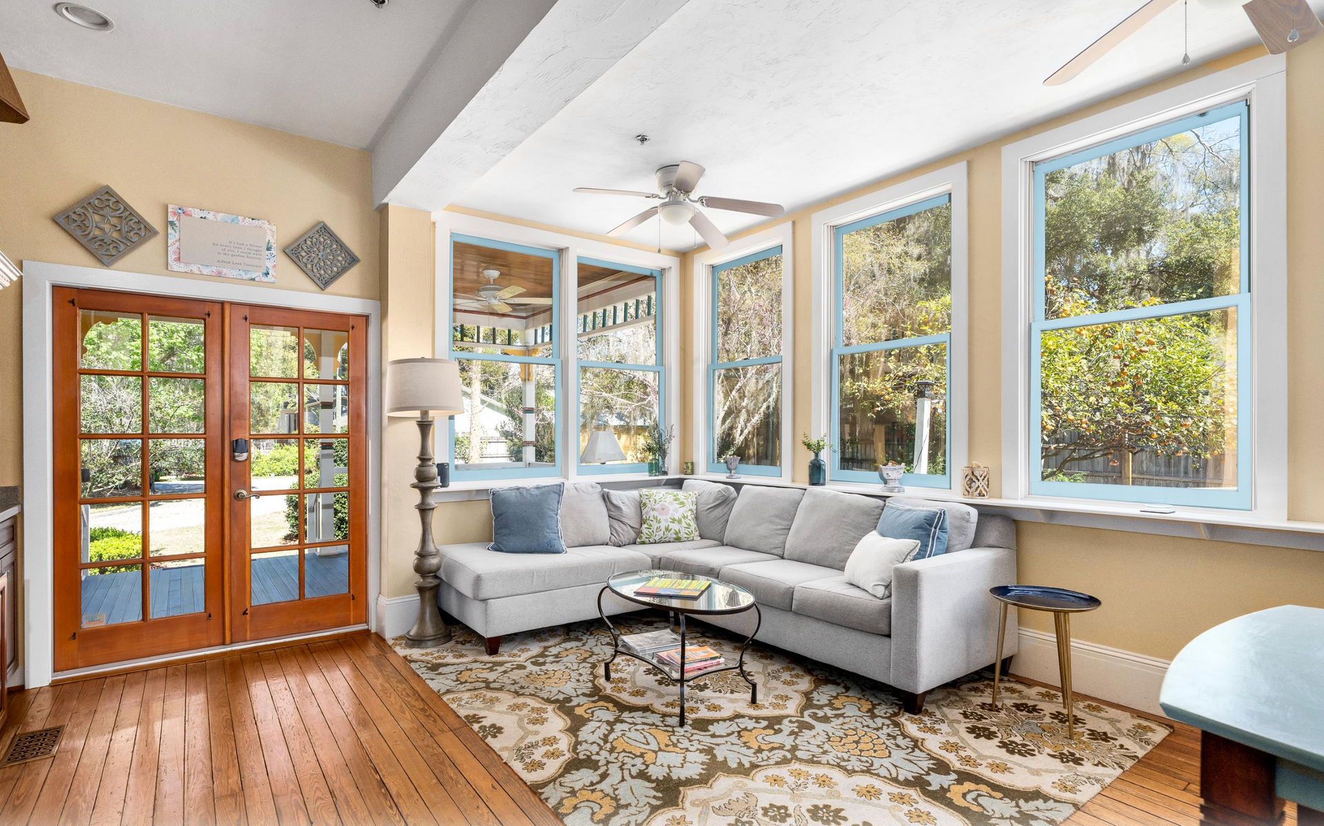 The interior and exterior of The Laurel Oak Estate