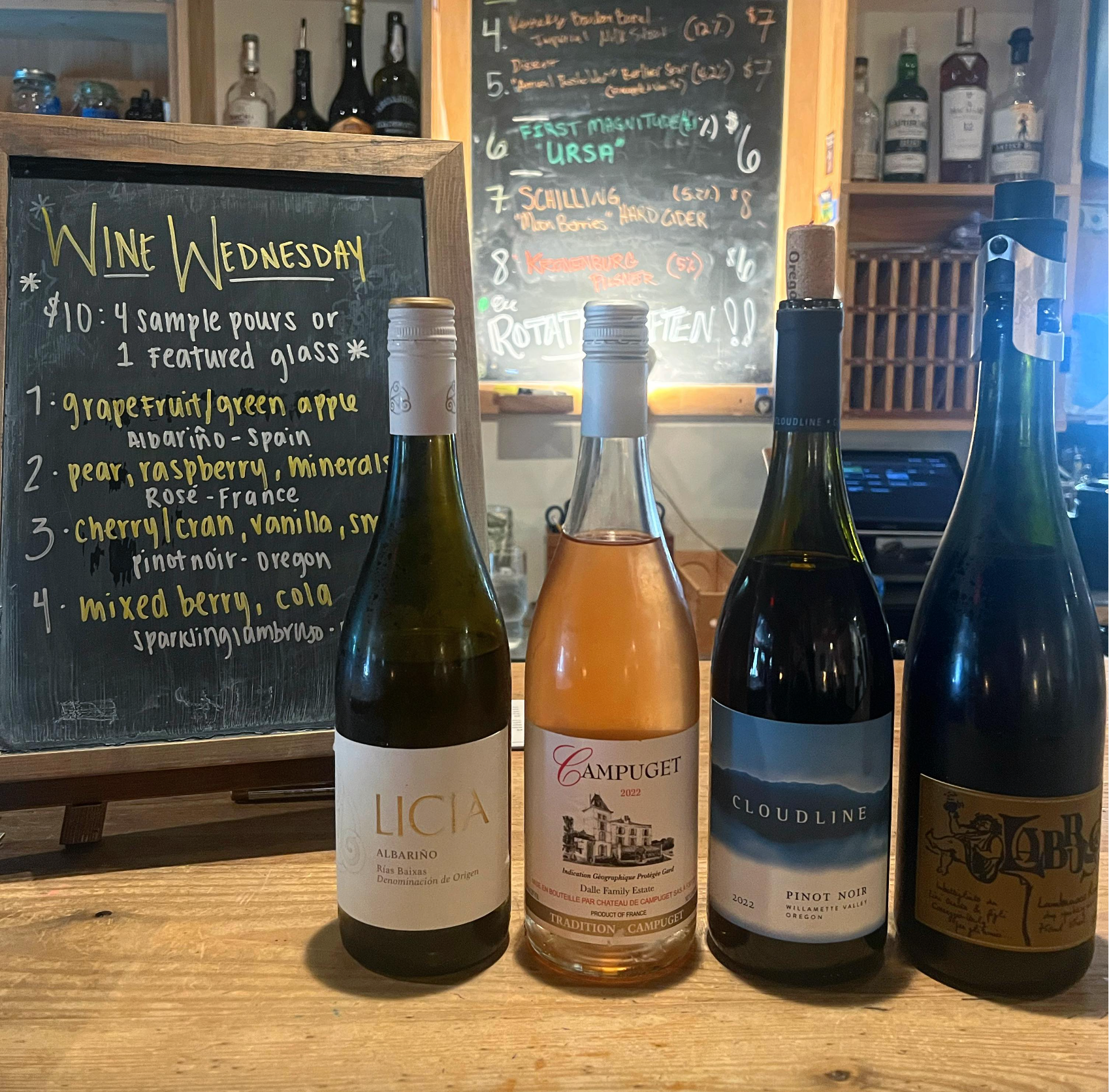 happy hour wine Wednesday at the camellia rose inn