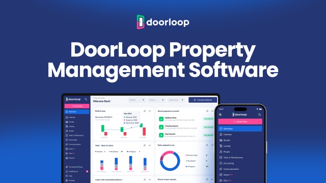 Close-up view of a property management software dashboard on a laptop