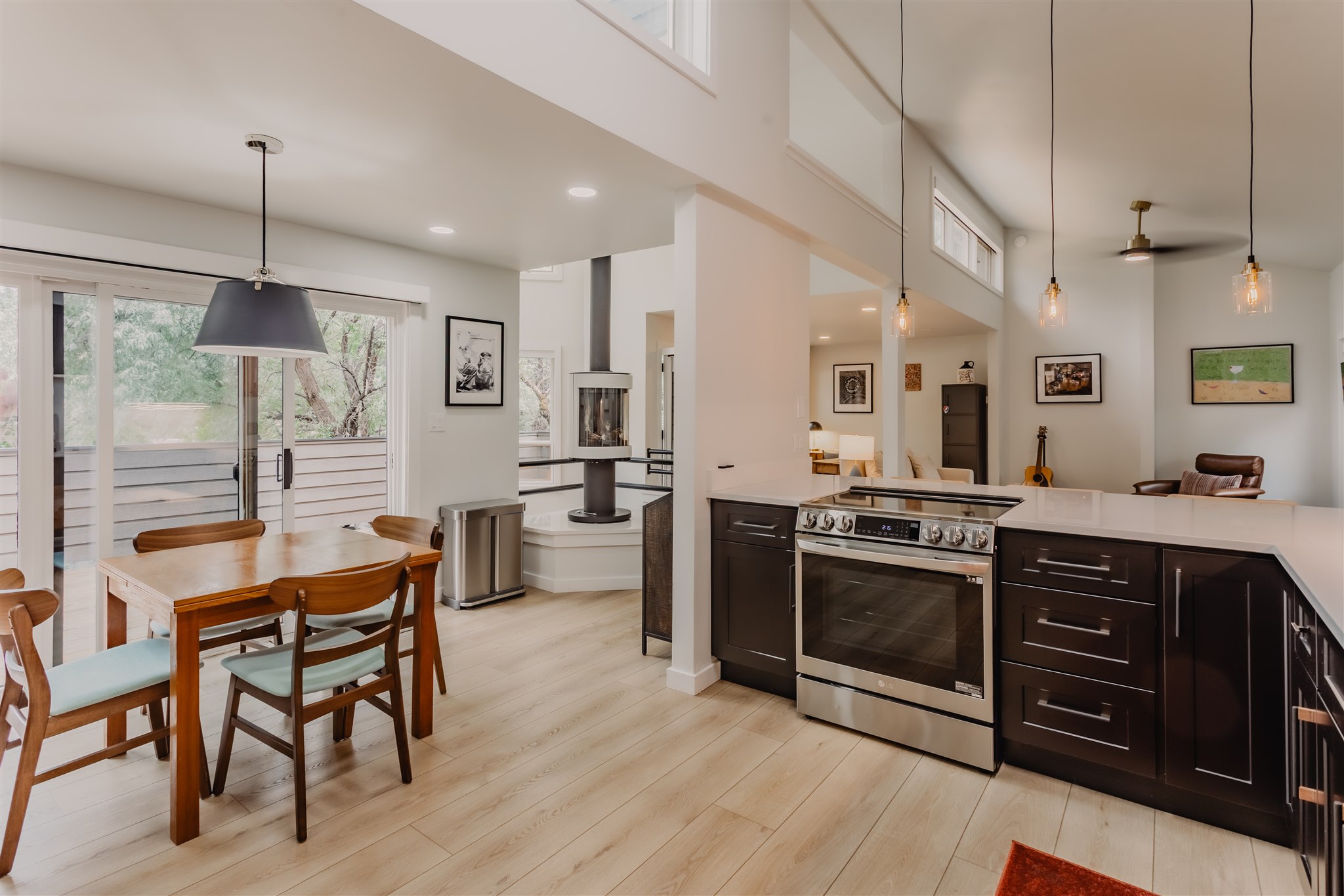 Eye-level view of a modern, stocked kitchen in a short term rental in Glenwood Springs