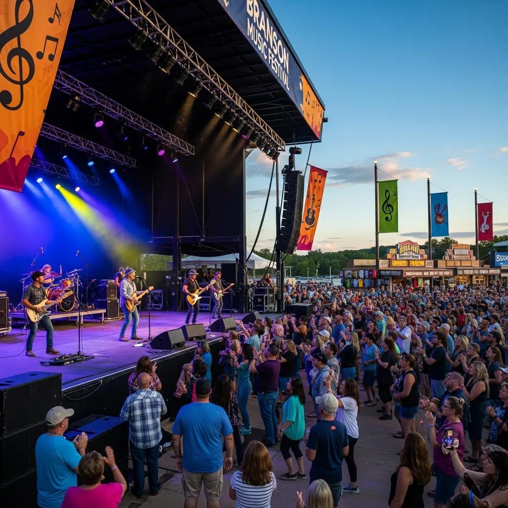 Crowd enjoying live music at a Branson festival