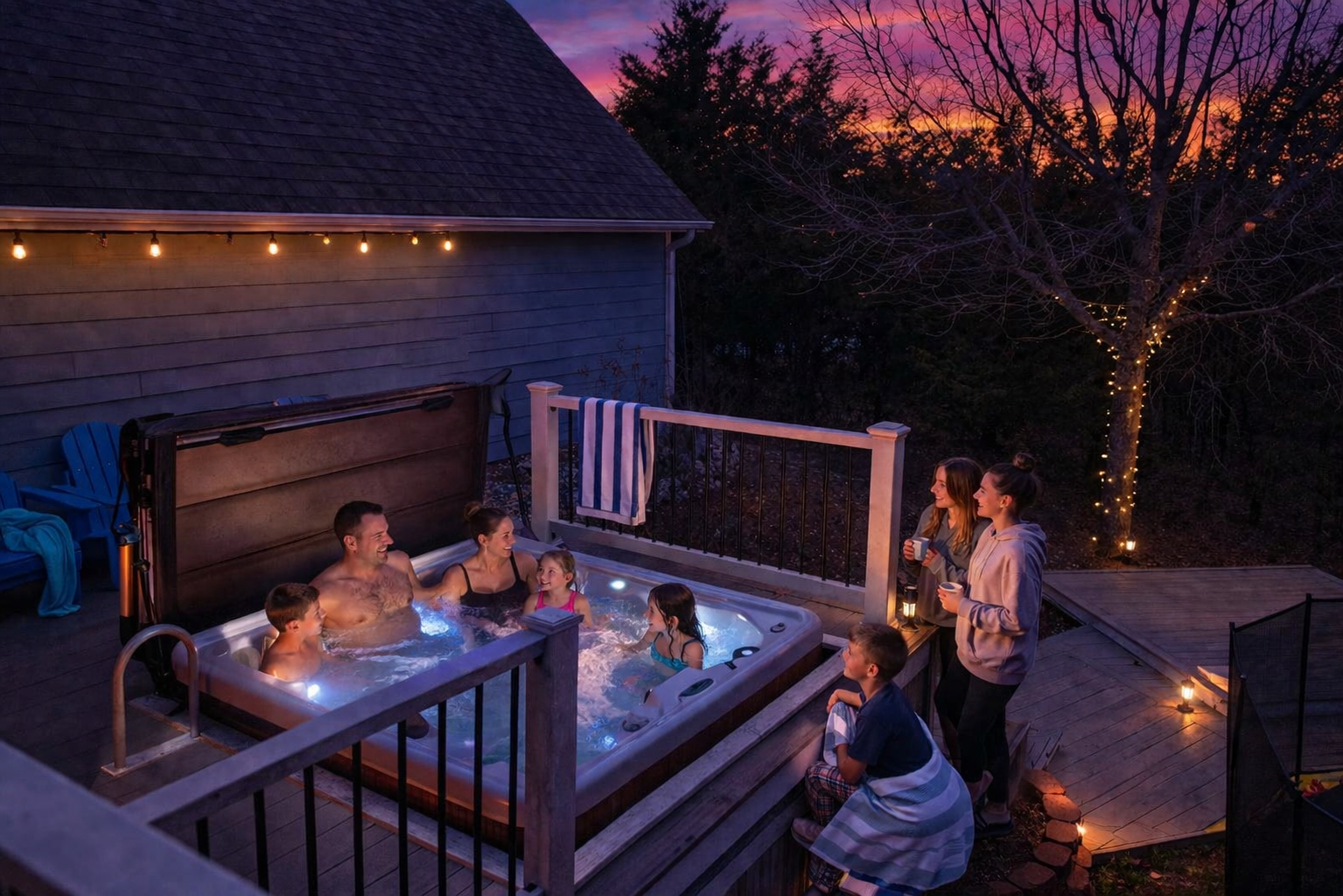 Private hot tub at Silver Lake Getaway vacation rental near Silver Dollar City in Branson, Missouri