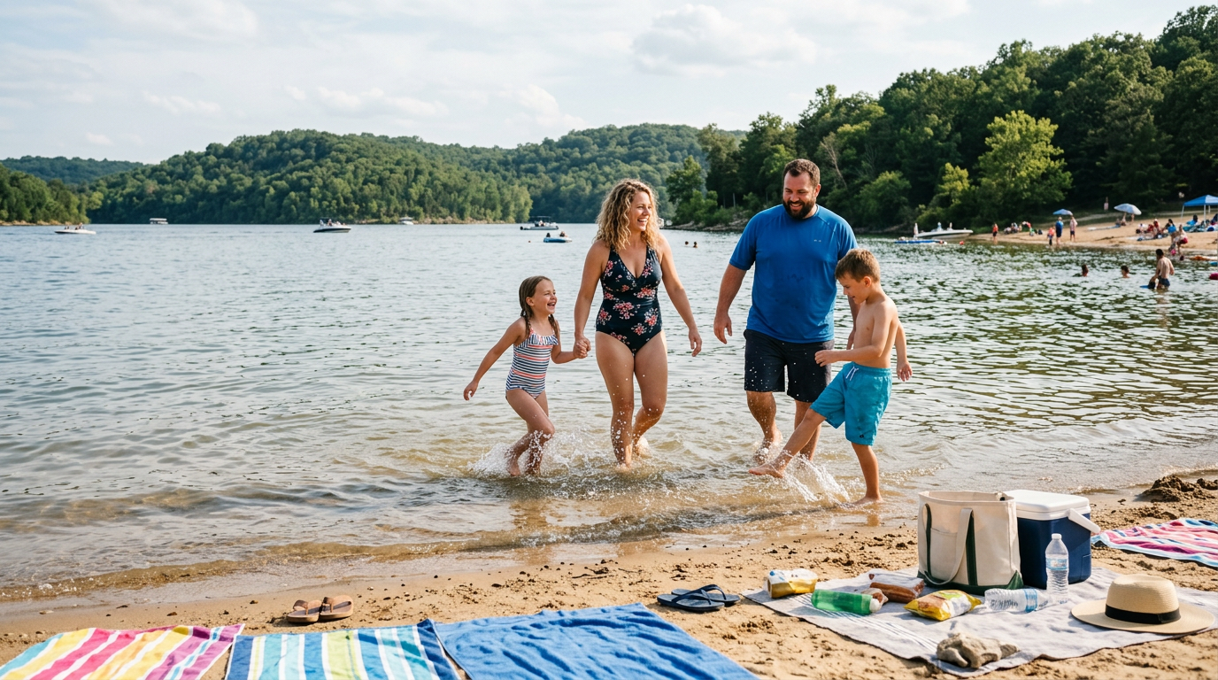 Family enjoying a free day on Table Rock Lake near Branson, Missouri