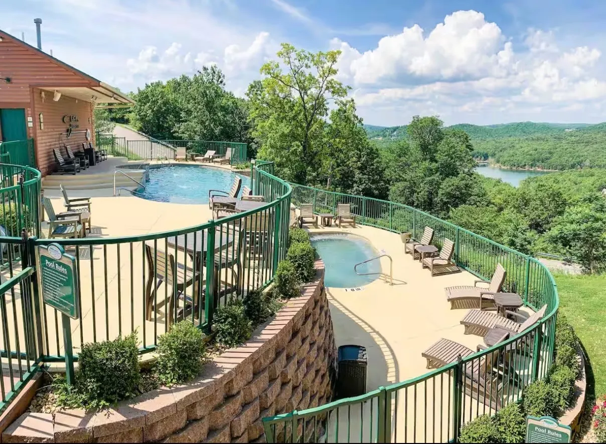 Beautiful lake view from Cliffs Resort with luxury condos and lush surroundings