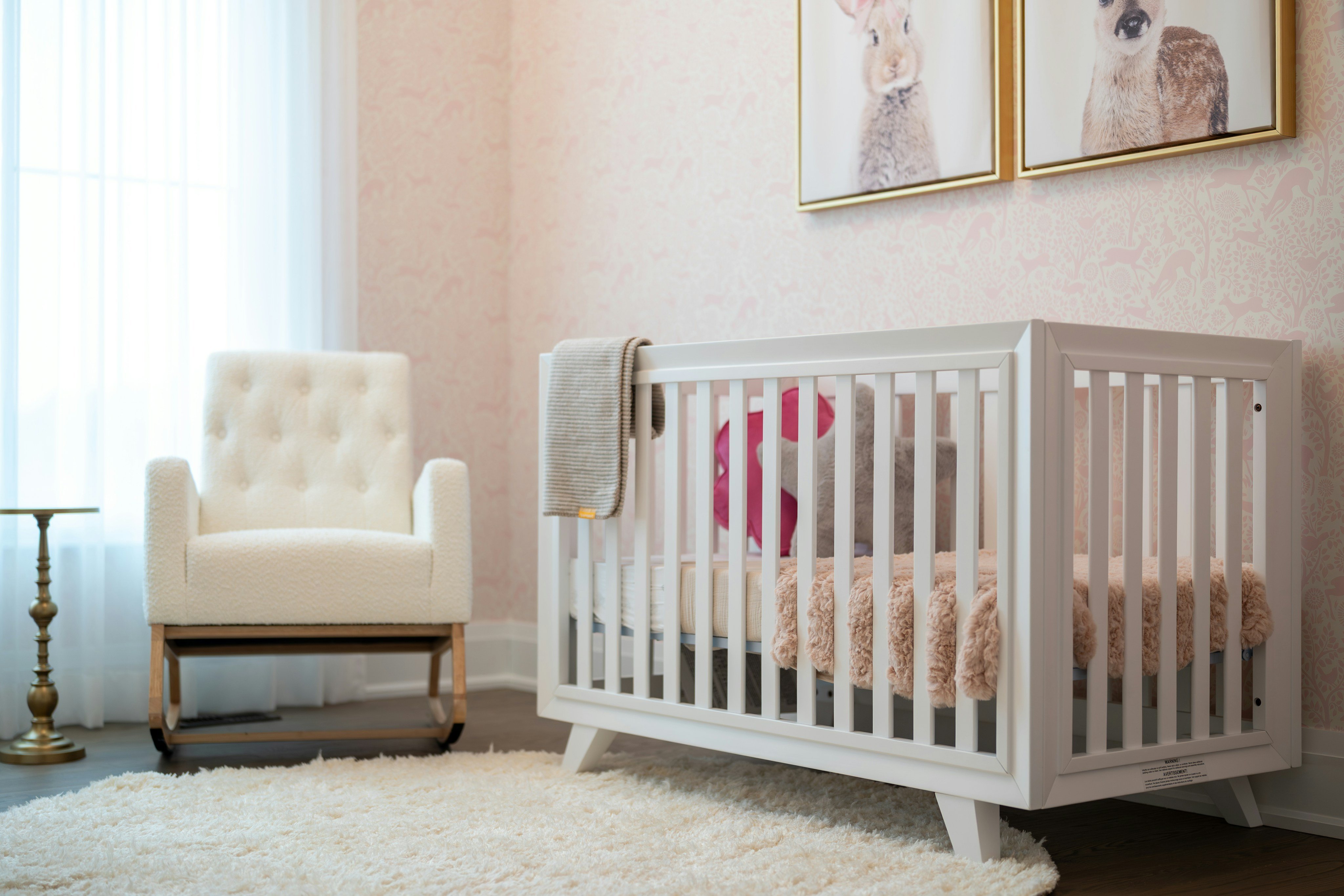 White baby crib in nursery