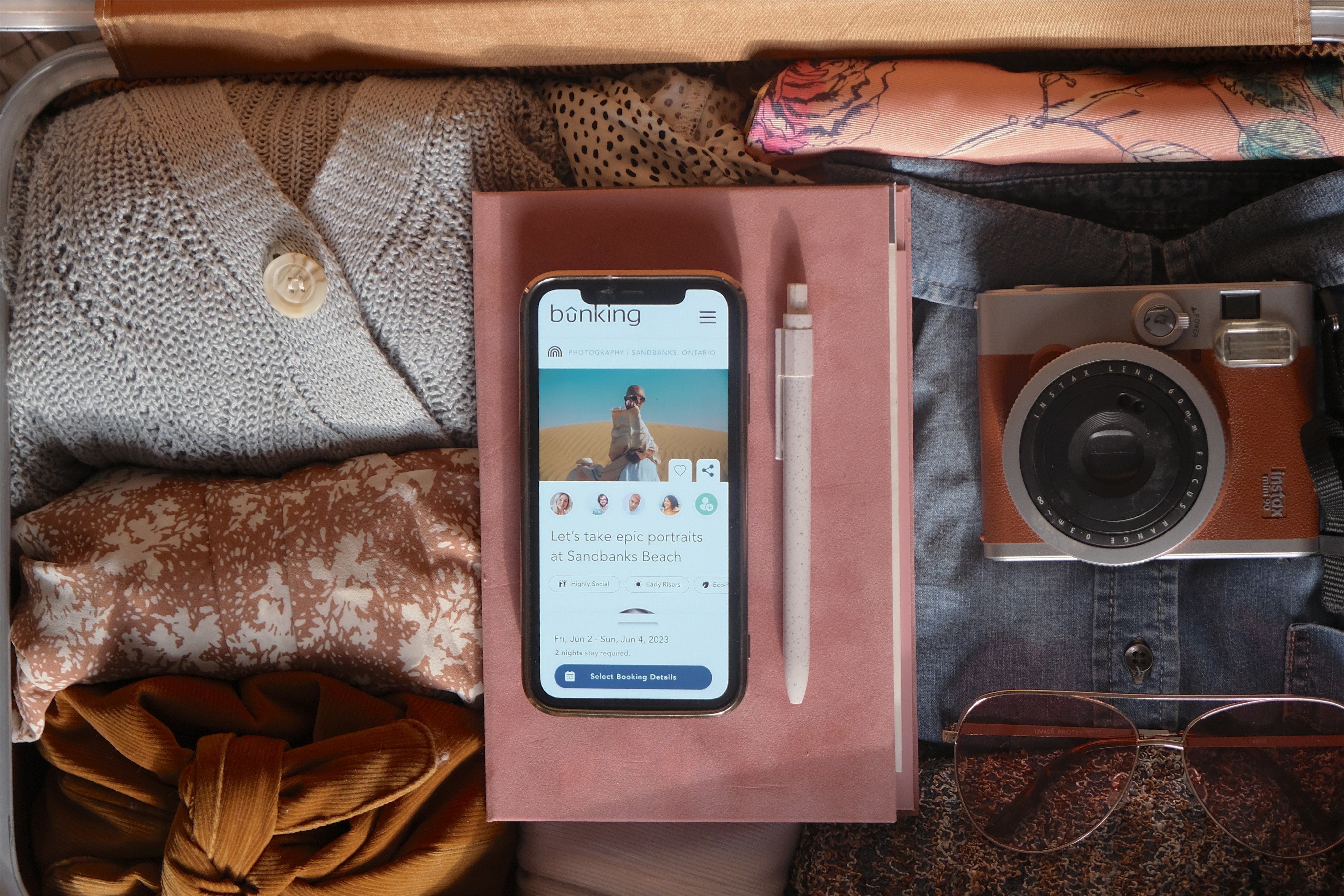 Travel essentials with phone