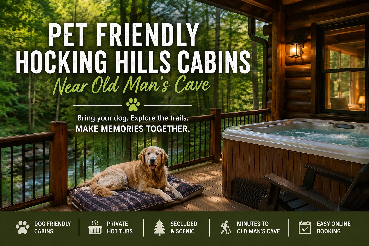 Pet friendly Hocking Hills cabin near Old Man's Cave