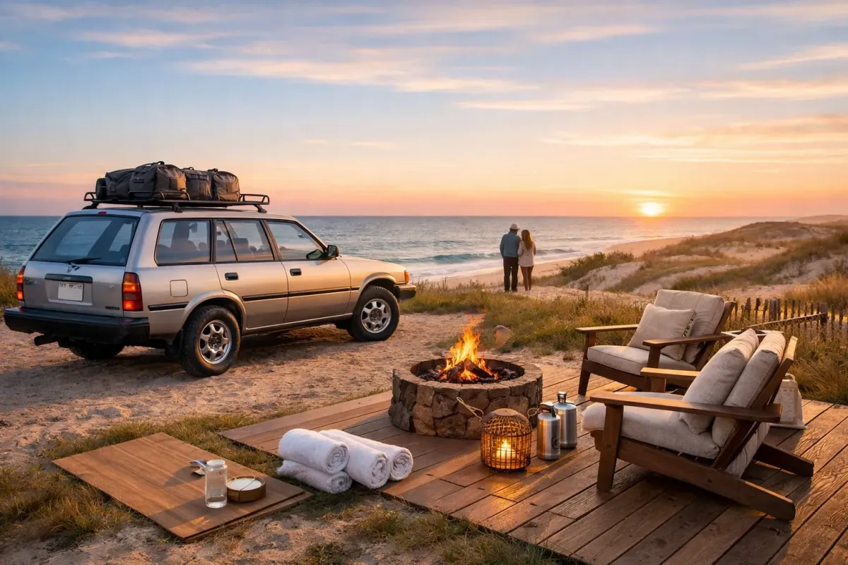 Executive team meeting on oceanfront deck of a luxury Corolla 4x4 beach estate with Atlantic Ocean views