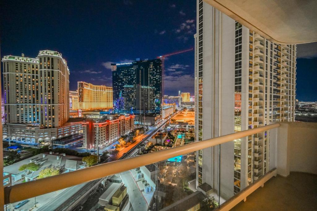 MGM Signature Unit 701 private balcony with Las Vegas Strip views