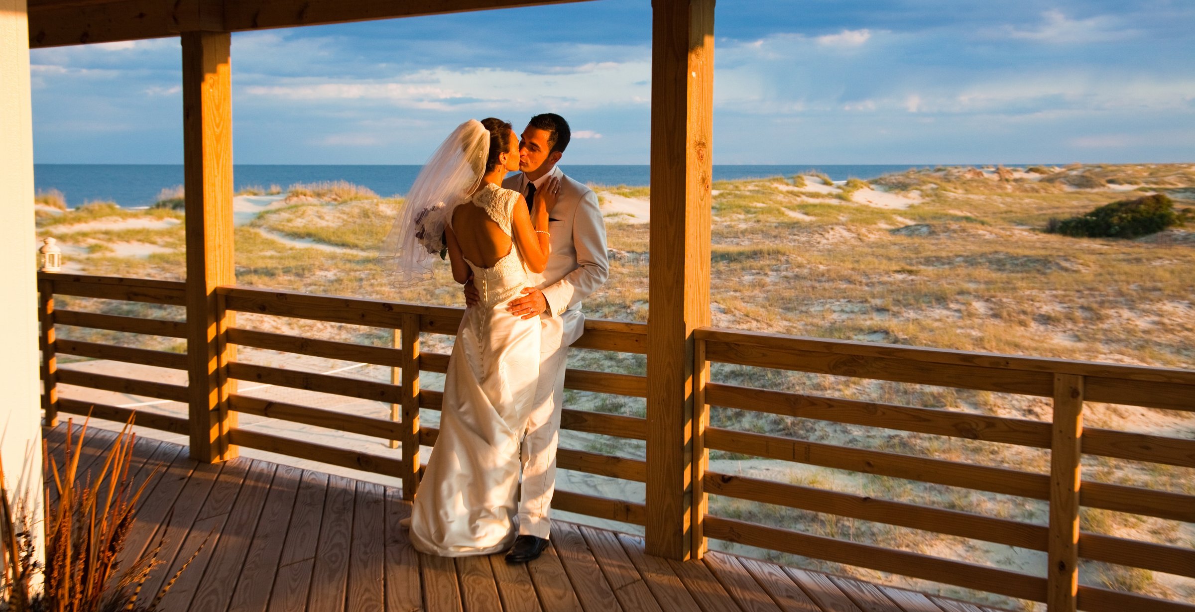 Oceanfront destination wedding at The Three Authors estate, Corolla 4x4, Outer Banks