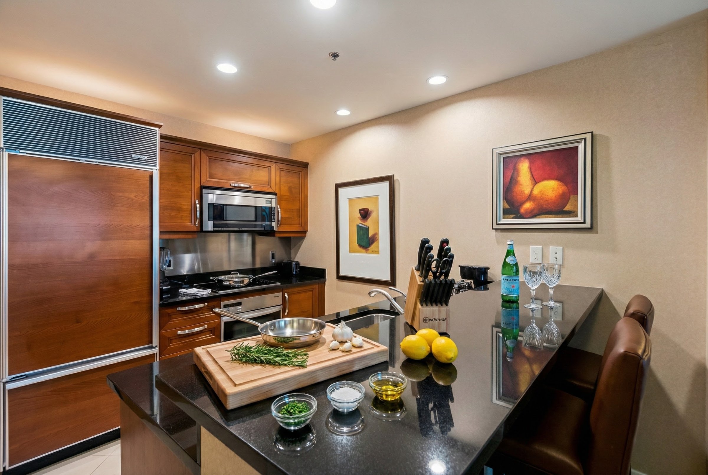 Gourmet kitchen at MGM Signature Unit 701 with stainless appliances