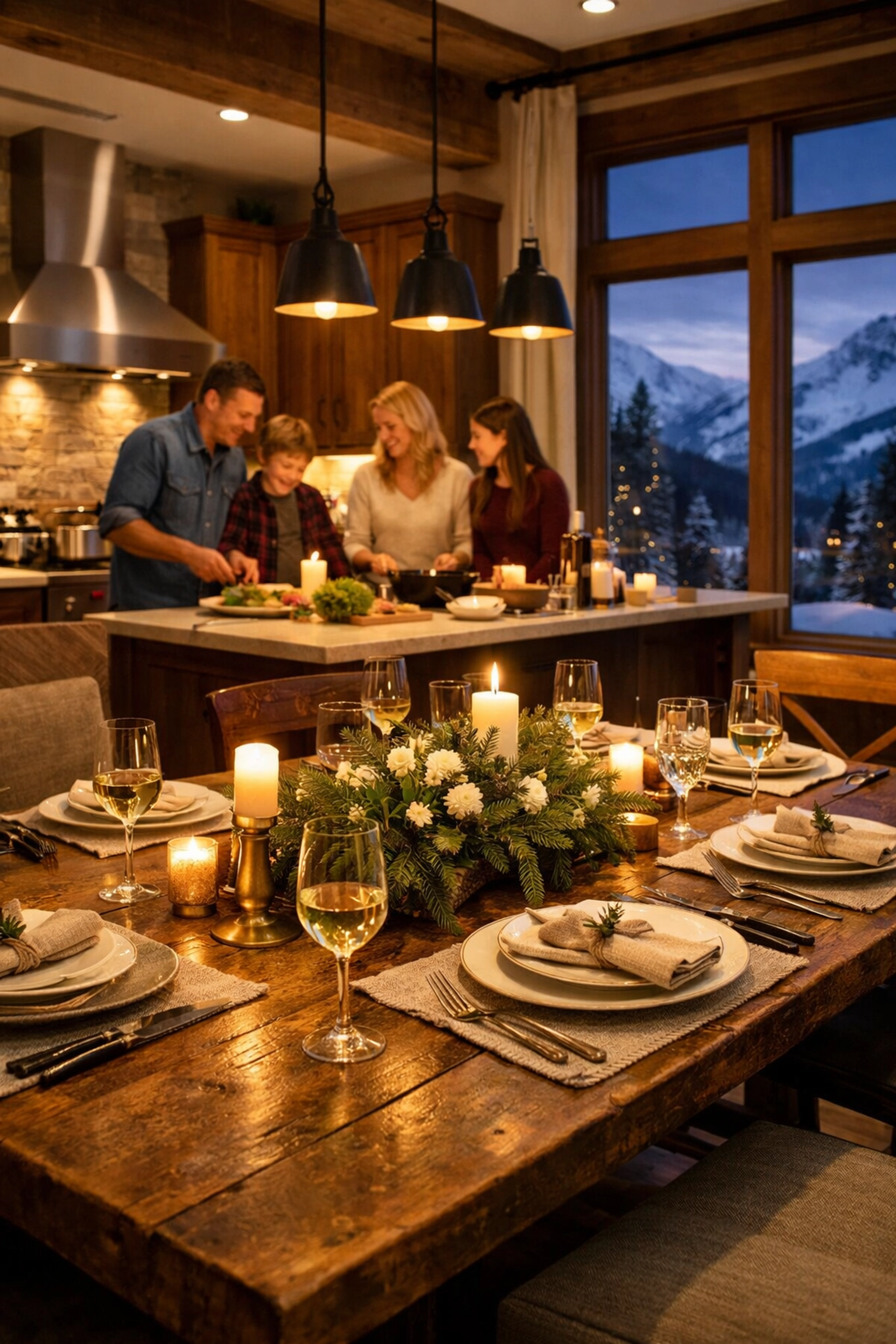 Gourmet kitchen and dining area in a Snowshoe Mountain vacation rental