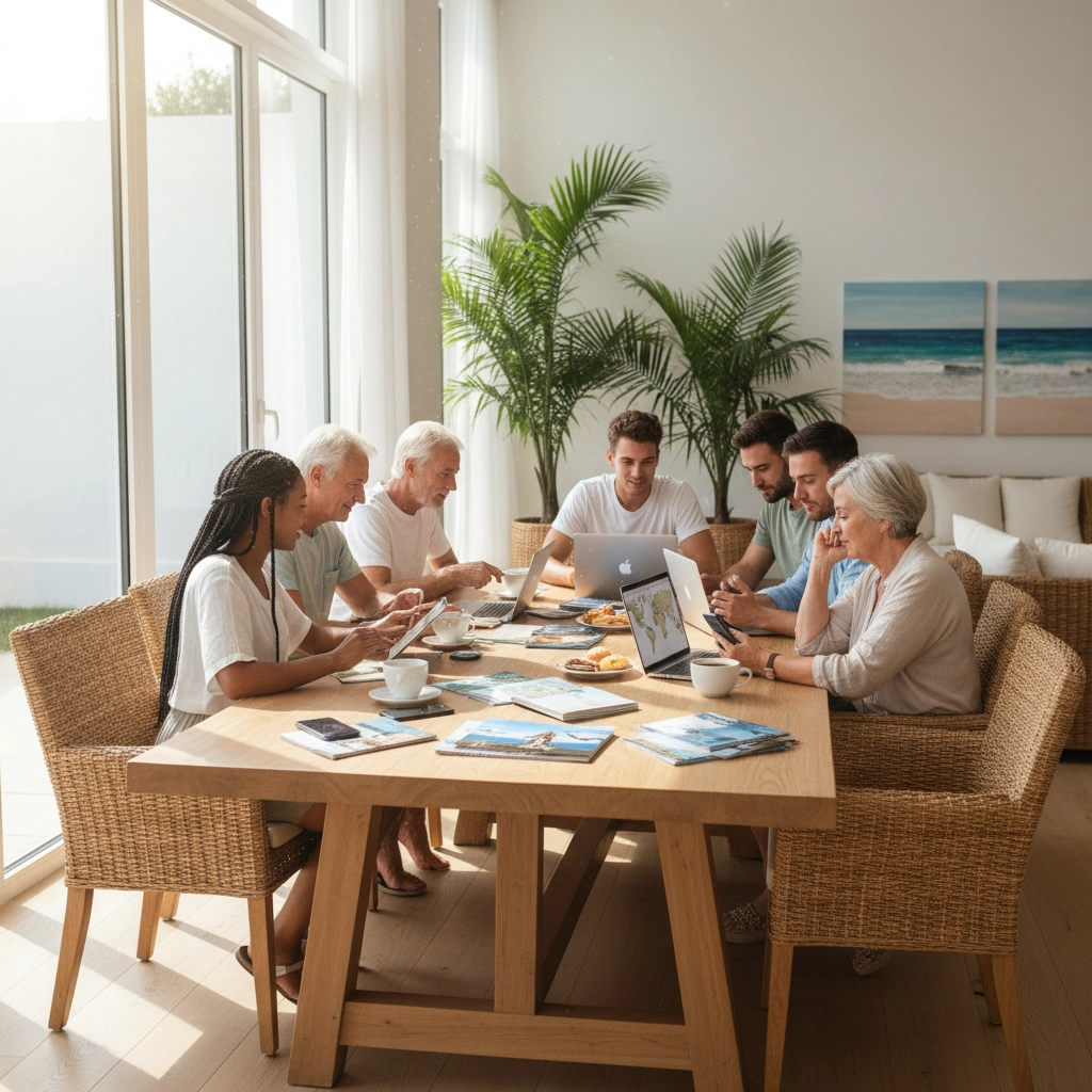 Large group gathering at a luxury oceanfront estate, Outer Banks