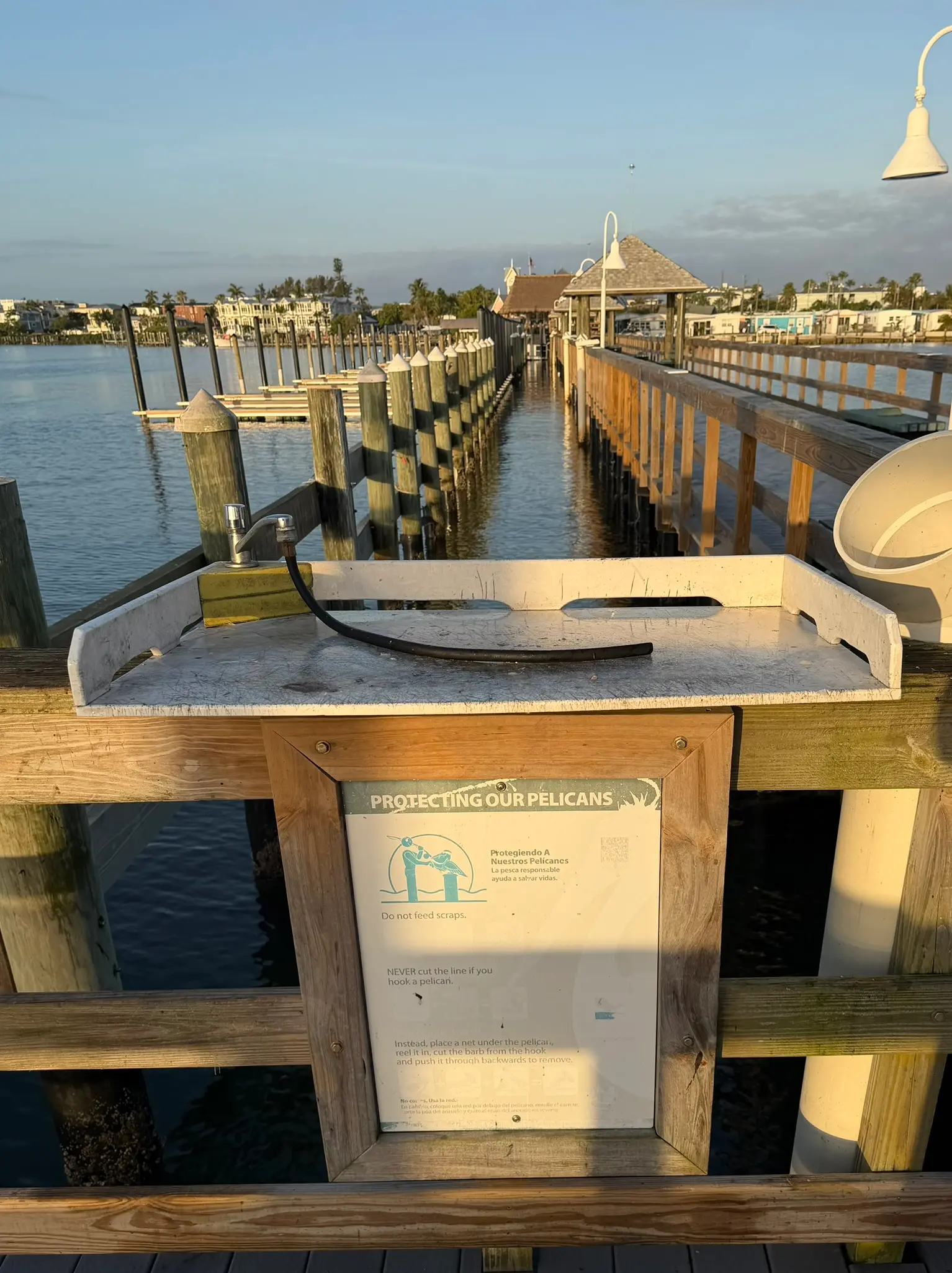 Fish cleaning station on dock.