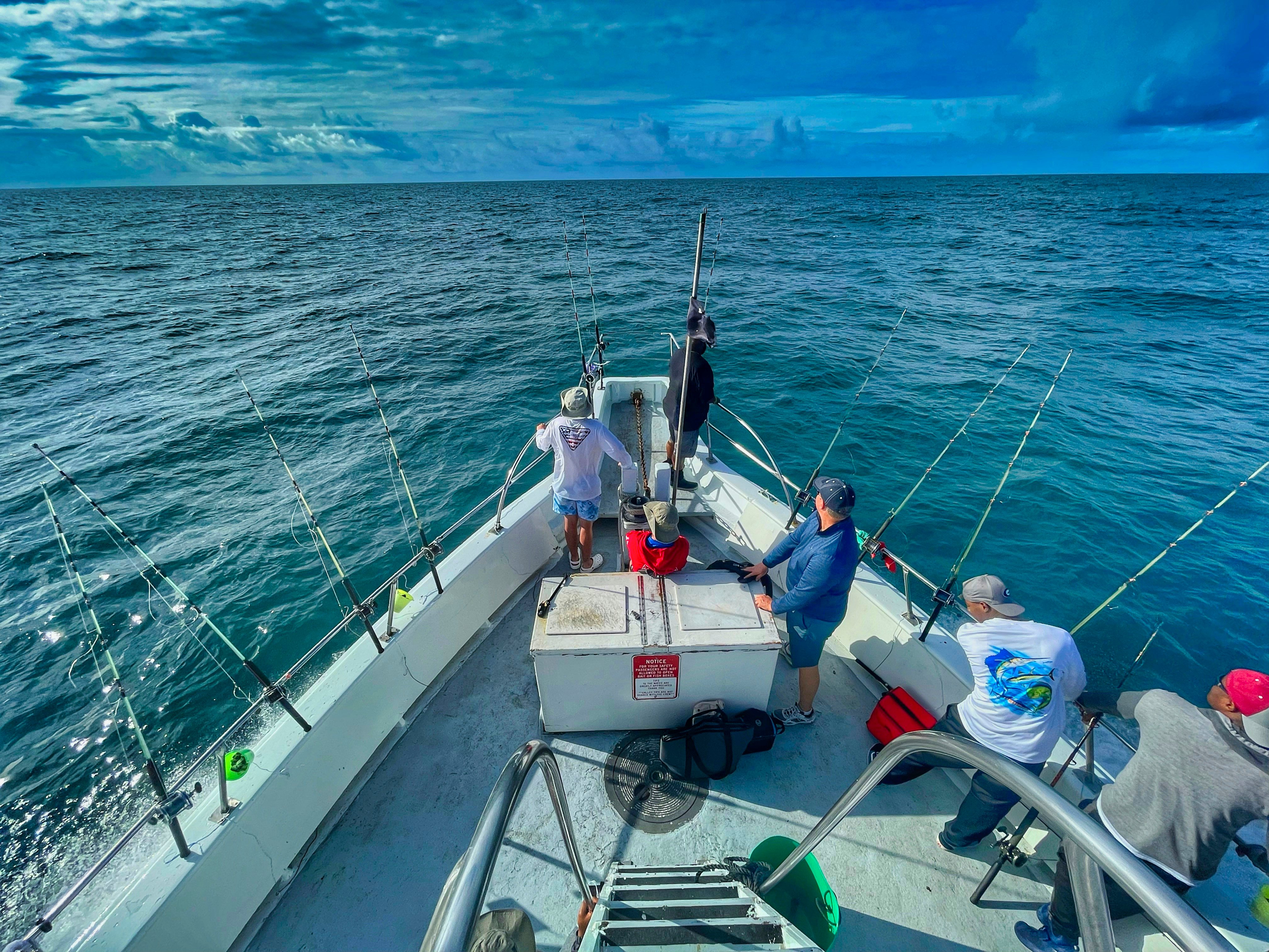Charter fishing boat deck