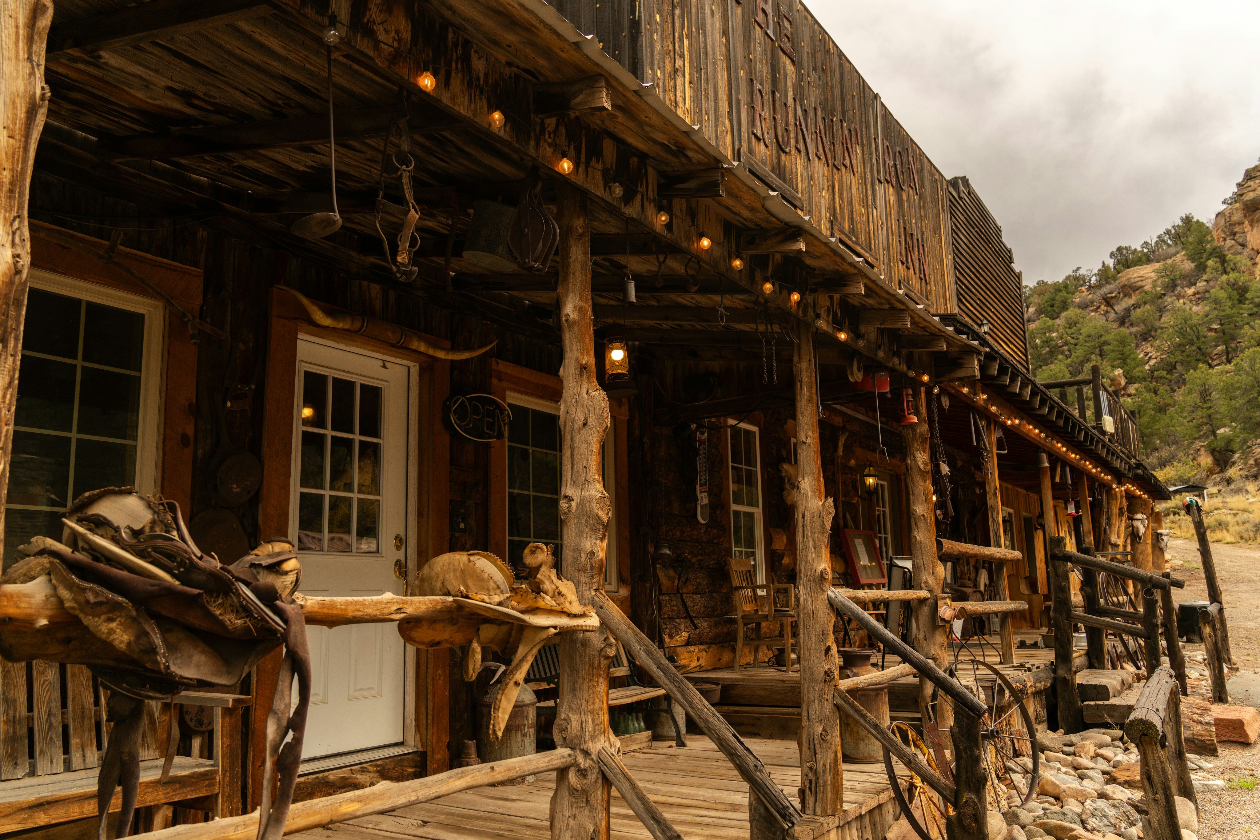 Rustic western trading post storefront