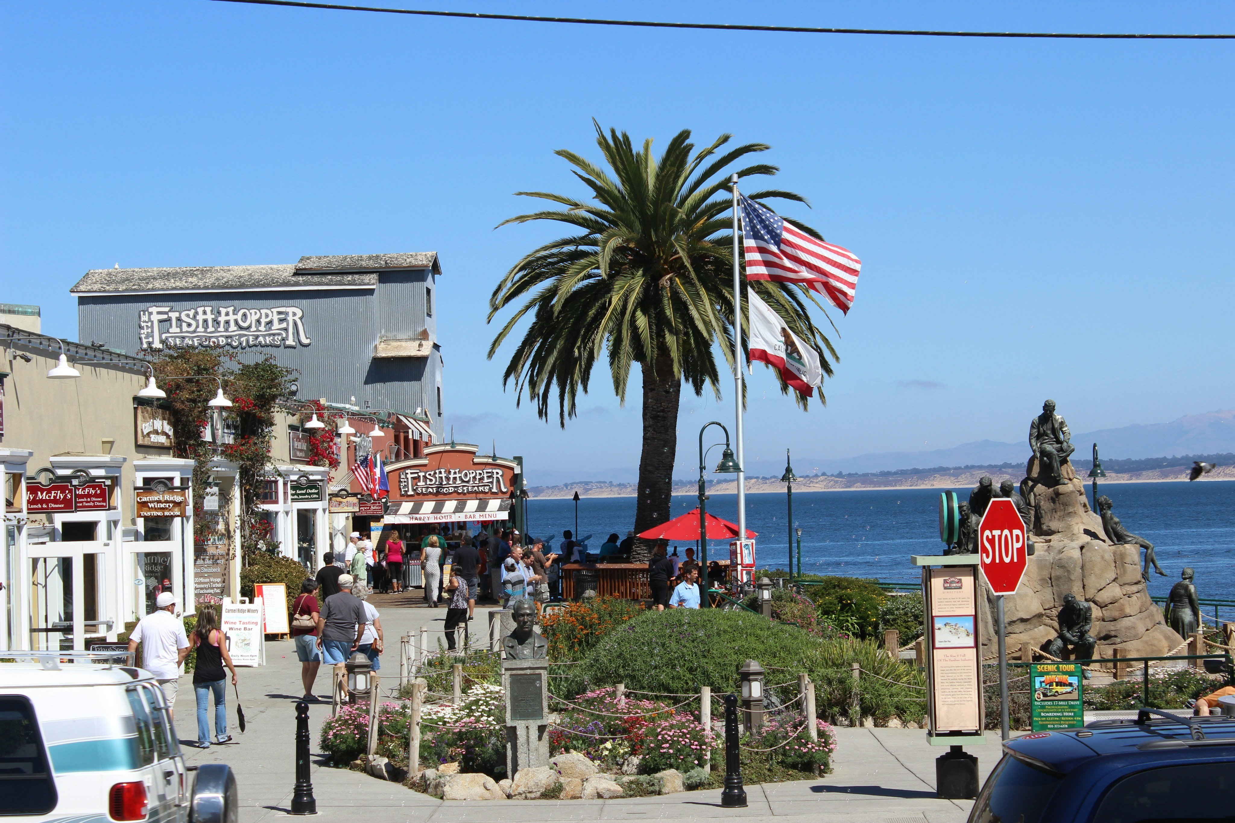 Cannery Row waterfront in Monterey on a clear day