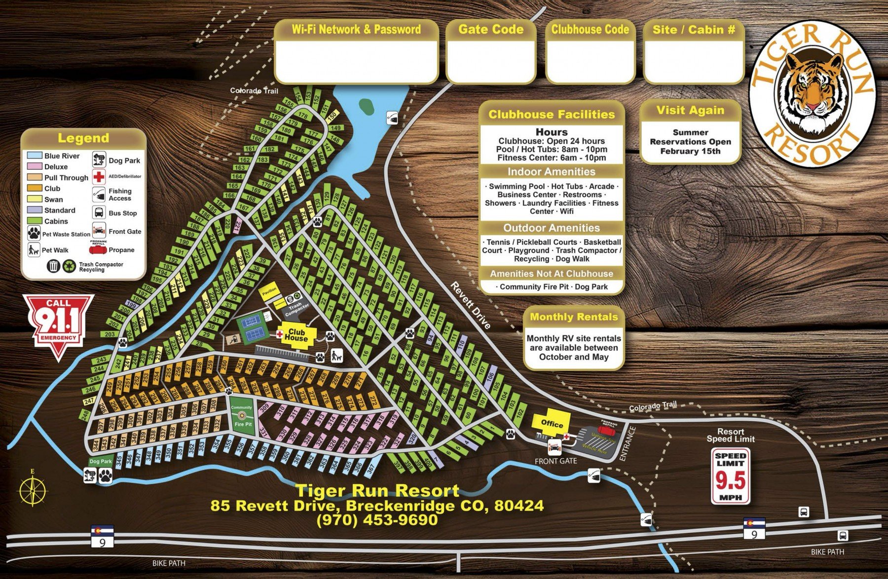 Tiger Run Resort park map