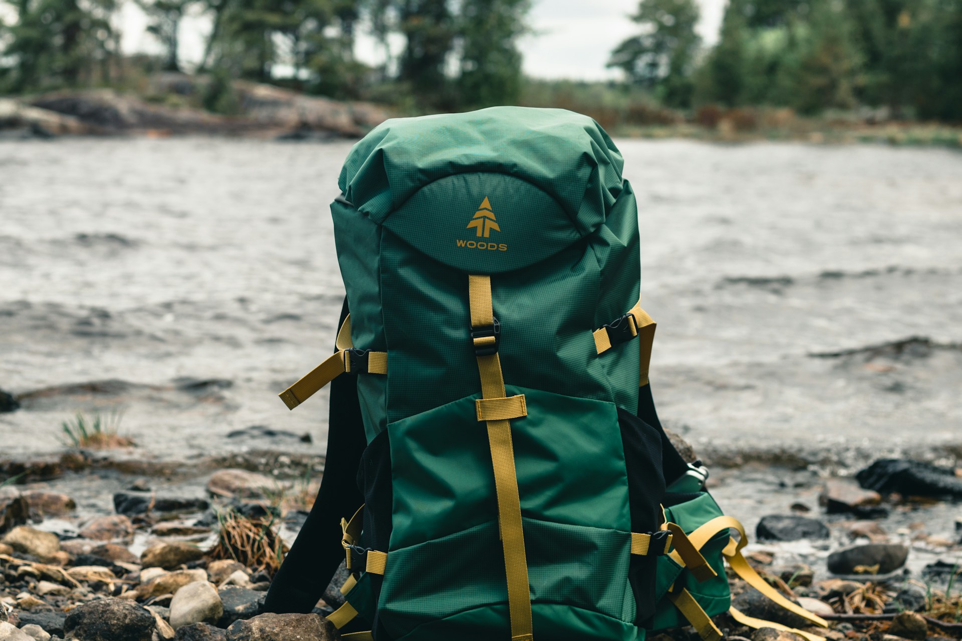 Hiking bag on ground