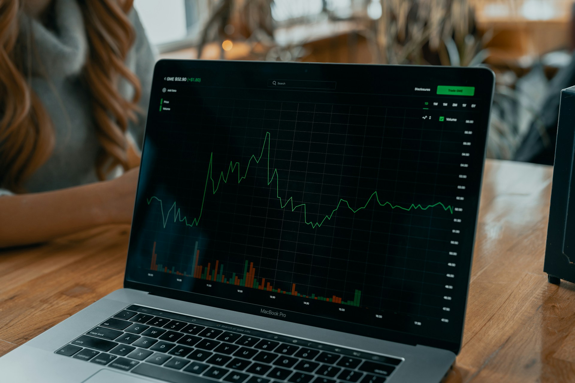 Laptop screen with graph